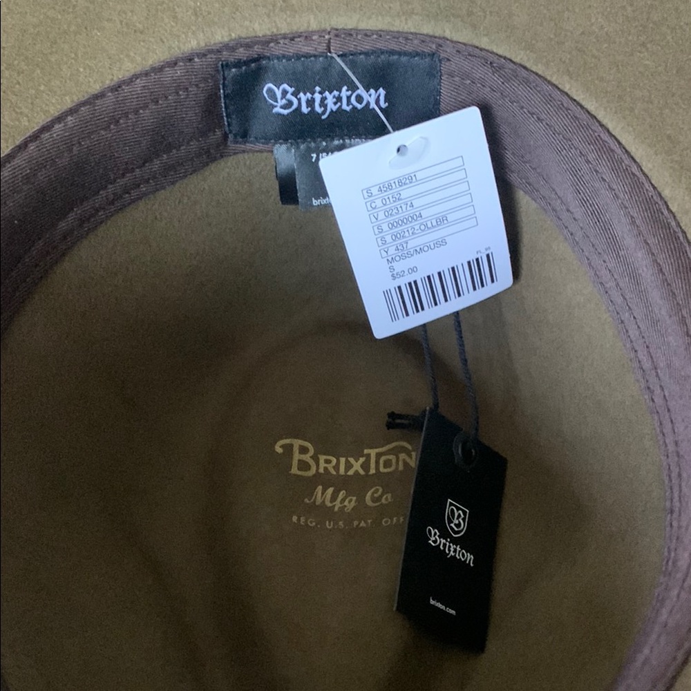 Brixton Classic Olive/Light Brown Wesley Fedora - Picture 3 of 5